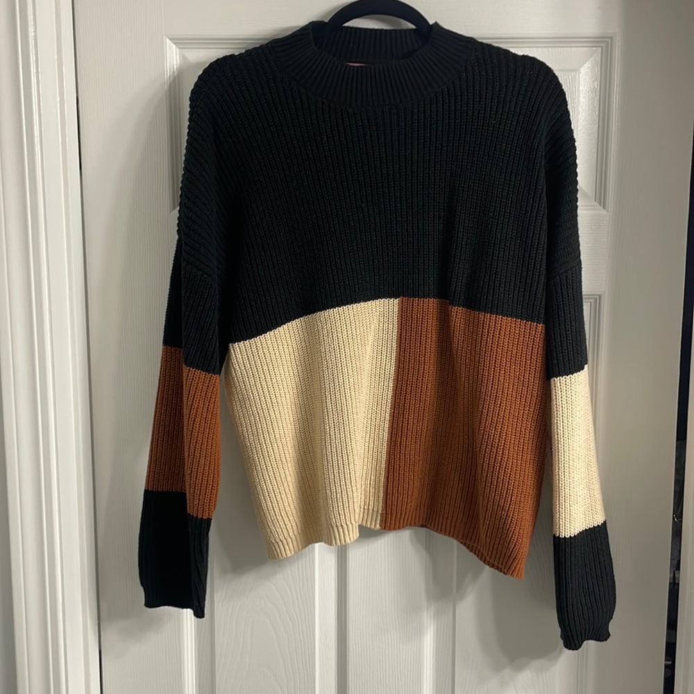Color block sweater (sz L.. fits more like M or cute oversized for S)